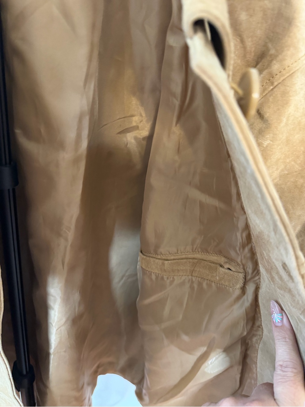 Moda International Tan Suede 100% Leather Button-Front Jacket Vintage XLP Coat - Picture 5 of 5